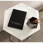 Hexagon Shape Marble Top Silver Stand Side Table Decor Mantra