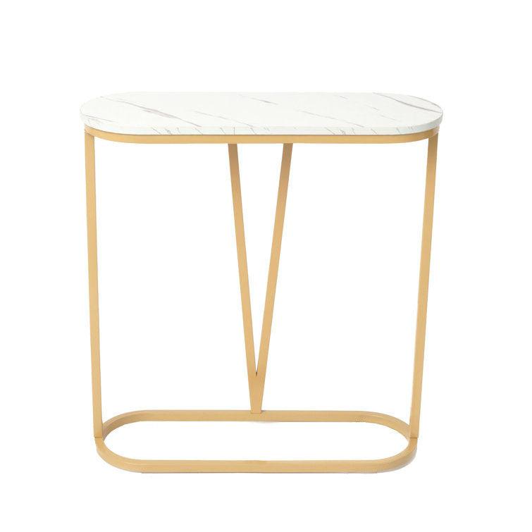 Hollow Bottom Faux Marble Narrow End Side Table - Decor Mantra 