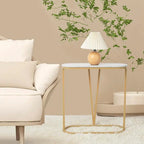 Hollow Bottom Faux Marble Narrow End Side Table - Decor Mantra 