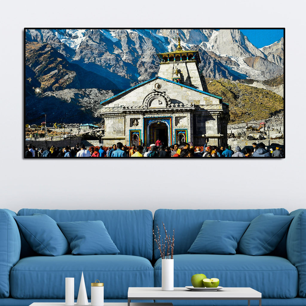 Holy Kedarnath Lord Shiva Temple Canvas Wall Painting