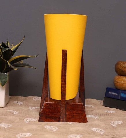 Multicolor Cotton Lamp on a Wood Base