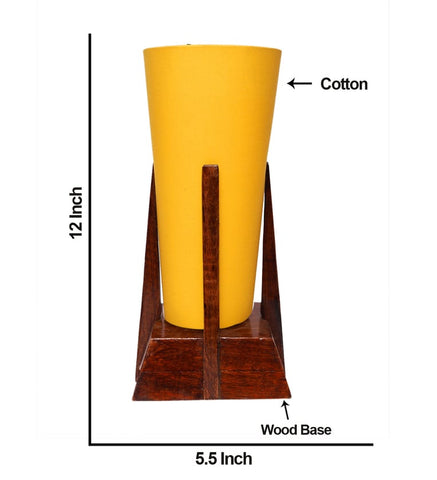 Multicolor Cotton Lamp on a Wood Base