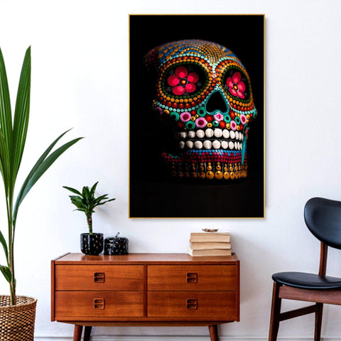 Decorative Skull Floating Canvas Wall Painting - Decor Mantra 