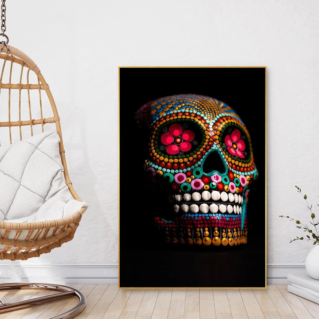Decorative Skull Floating Canvas Wall Painting - Decor Mantra 