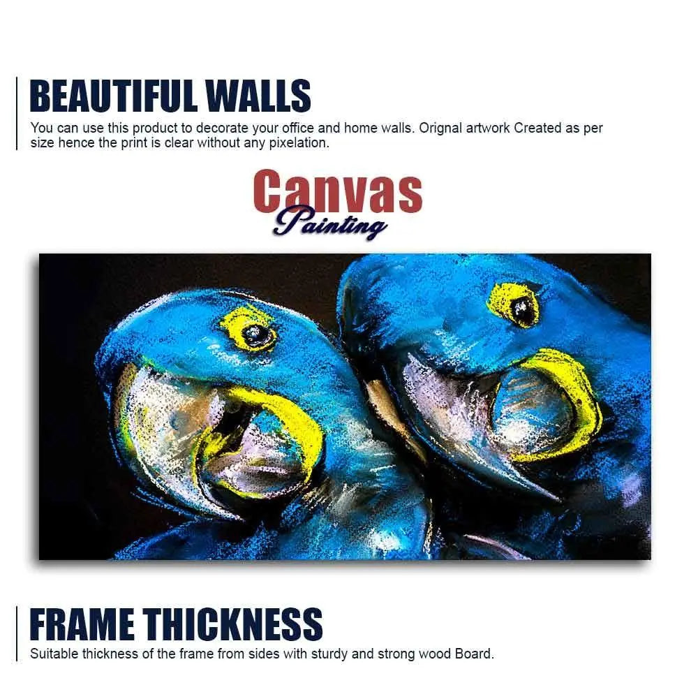 Blue Parrots Pastel Art Wall Painting - Decor Mantra 