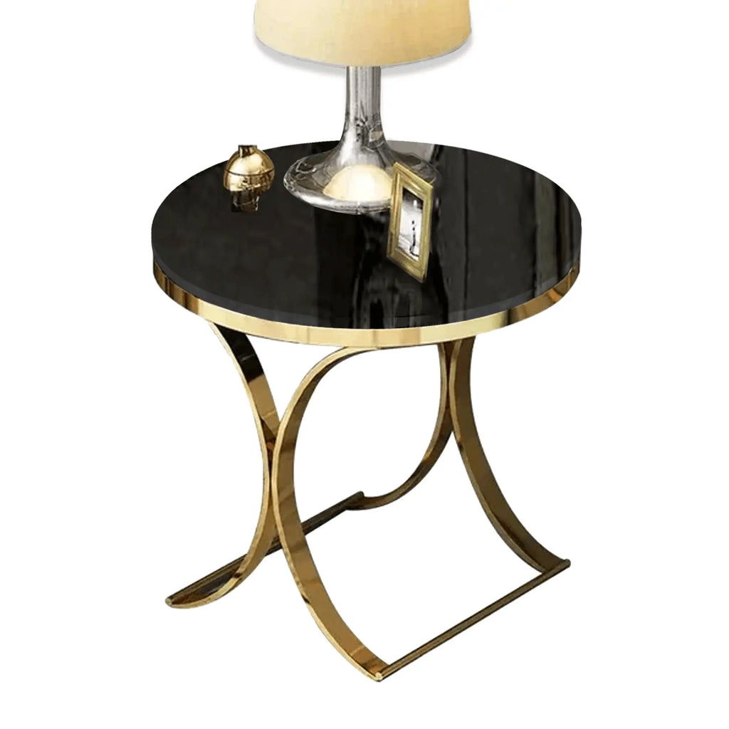 Premium Golden Iron Avarua Round Marble Table - Decor Mantra 