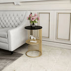Designer Art Golden Half Caged Coffee Round Side Table - Decor Mantra 