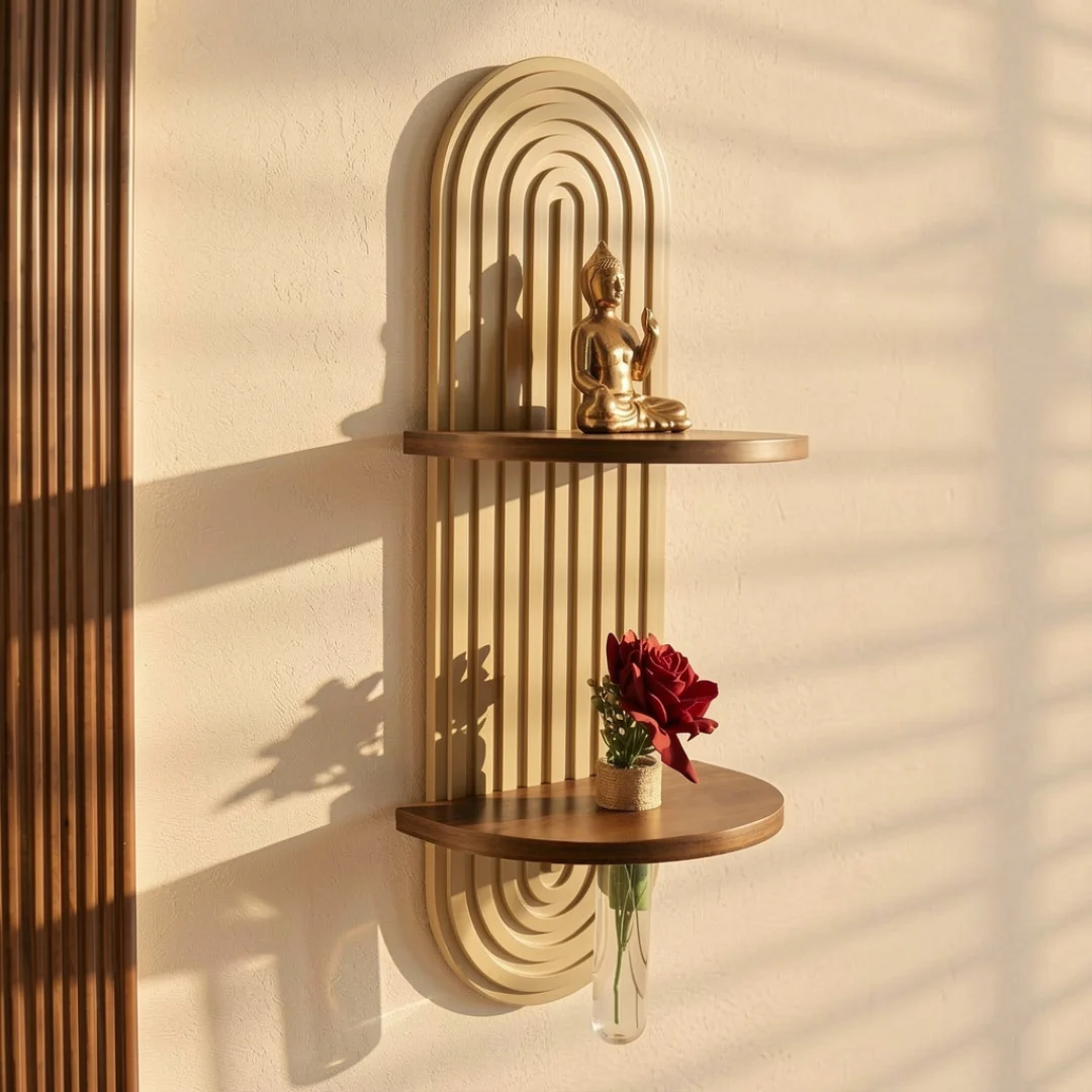 Fluted Arch Dual Shelf Wall Decor HARSHITA CRAFT