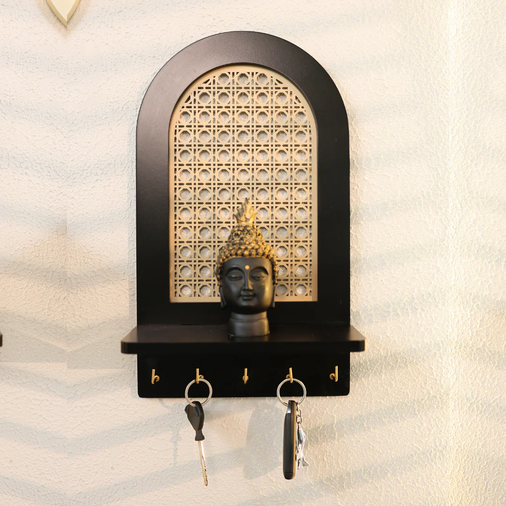 Cane Arch Key Holder with Shelf HARSHITA CRAFT
