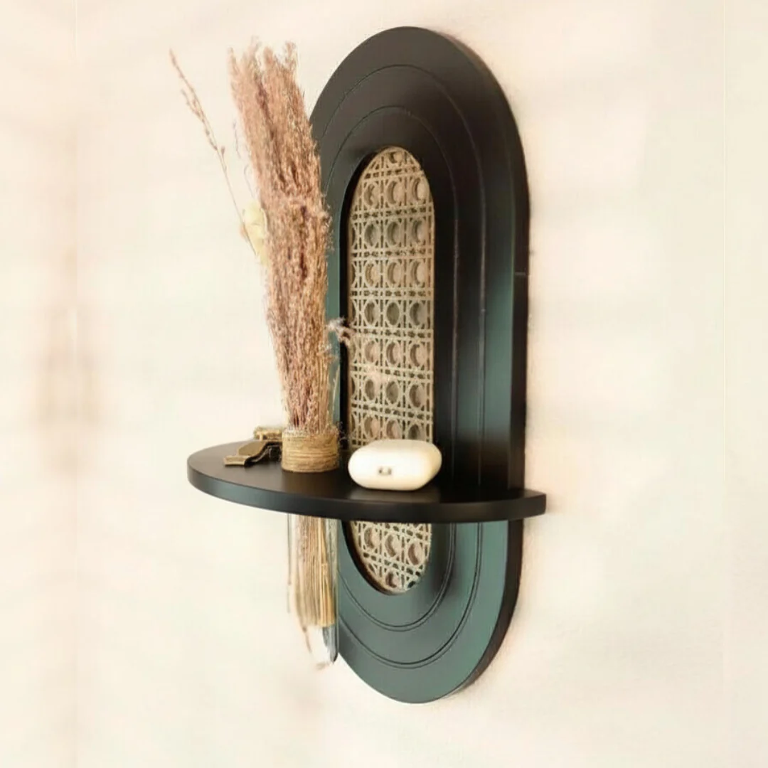 Cane Wall Shelf with Testube Vase HARSHITA CRAFT