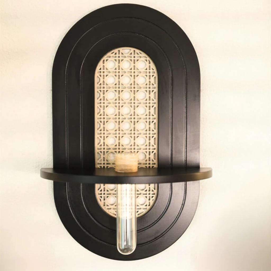 Cane Wall Shelf with Testube Vase HARSHITA CRAFT