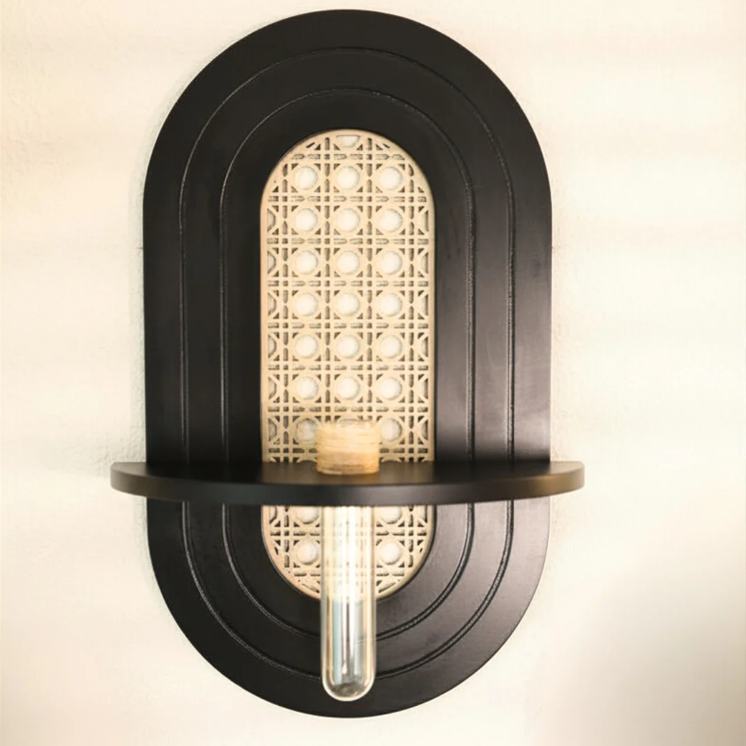 Cane Wall Shelf with Testube Vase HARSHITA CRAFT
