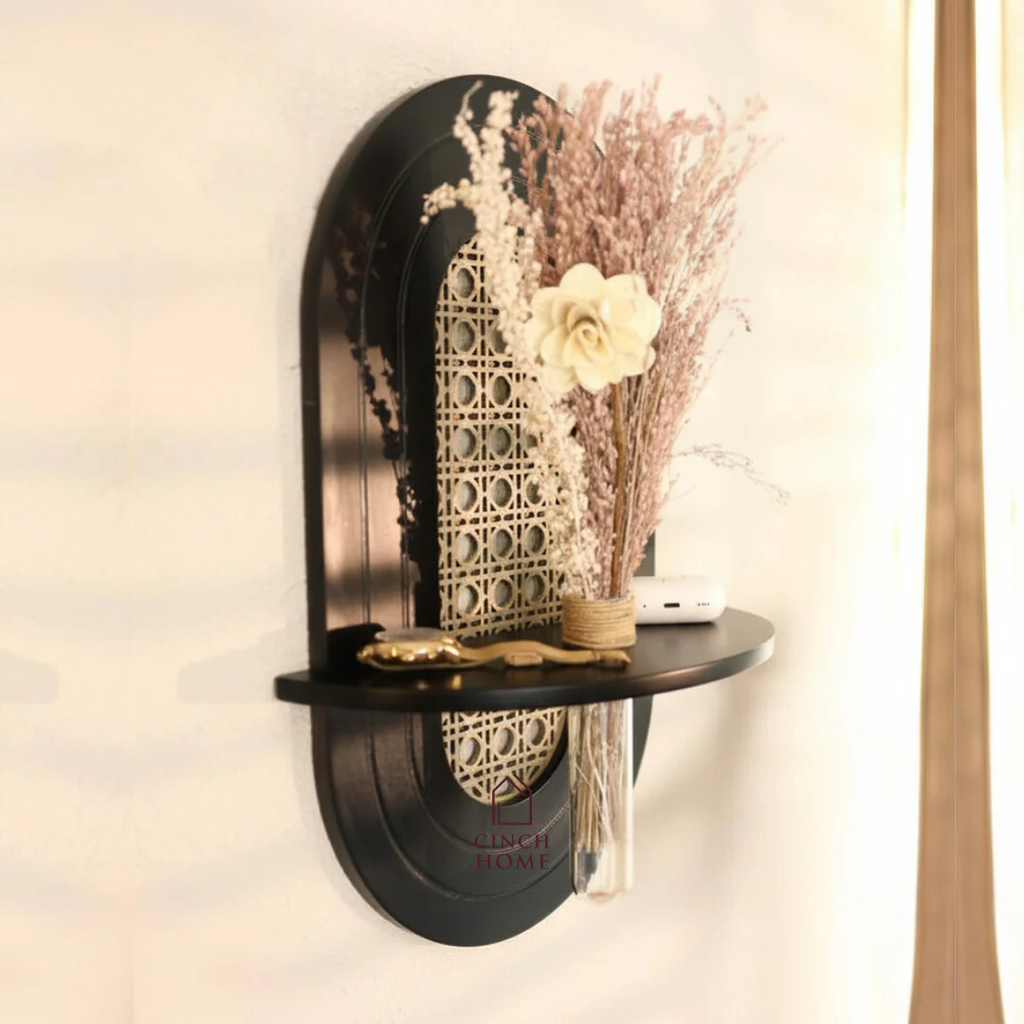 Cane Wall Shelf with Testube Vase HARSHITA CRAFT