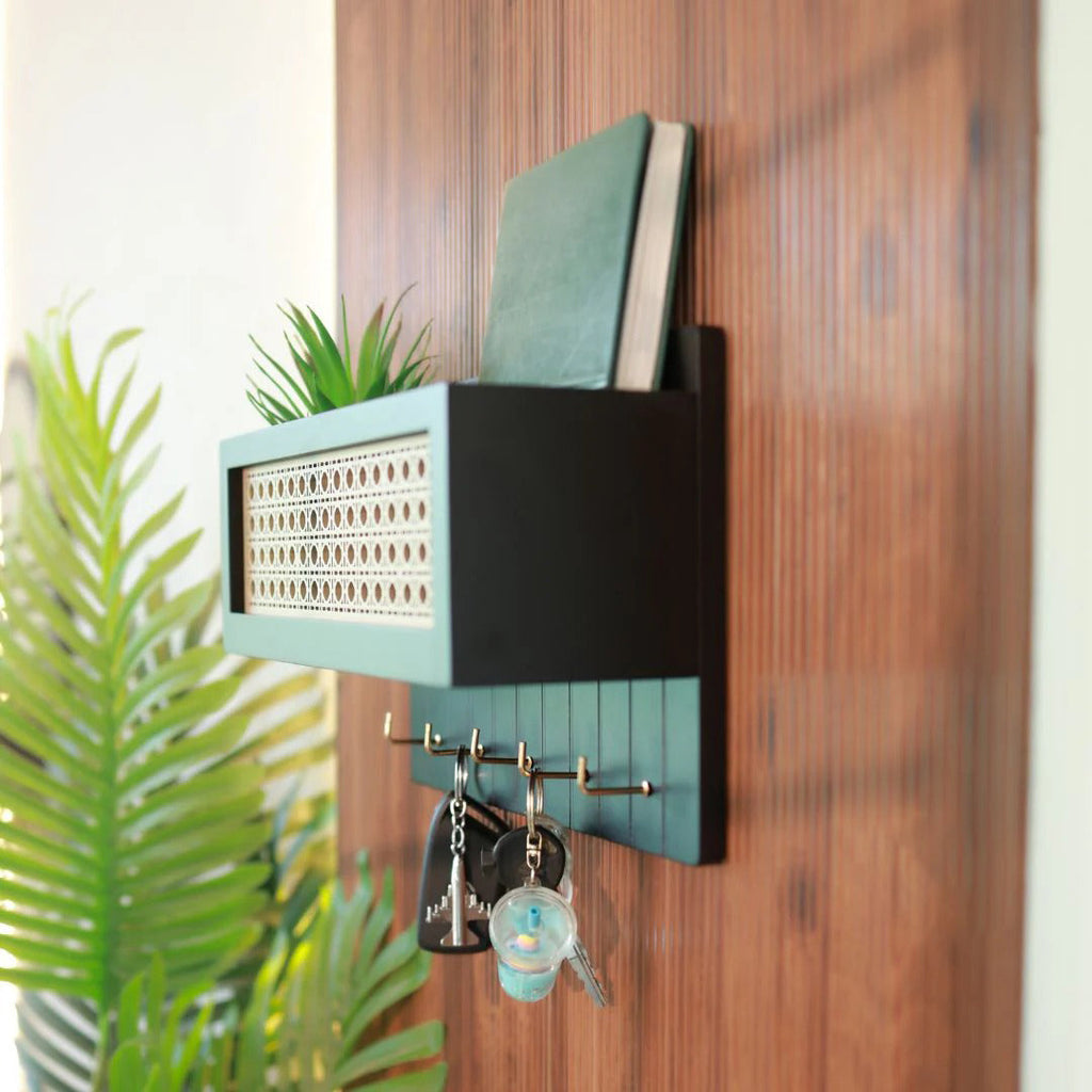 Rattan Key Holder & Wall Shelf HARSHITA CRAFT