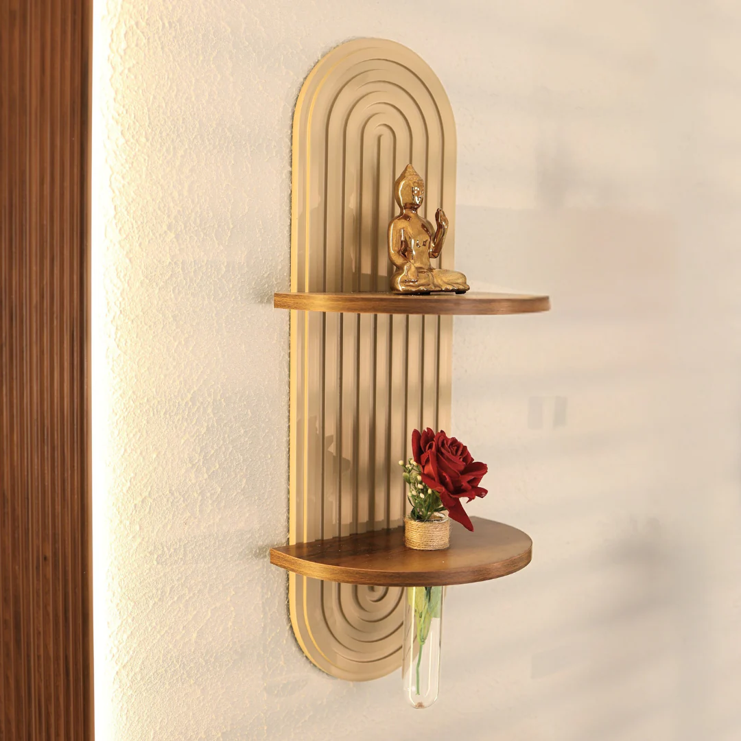 Fluted Arch Dual Shelf Wall Decor HARSHITA CRAFT