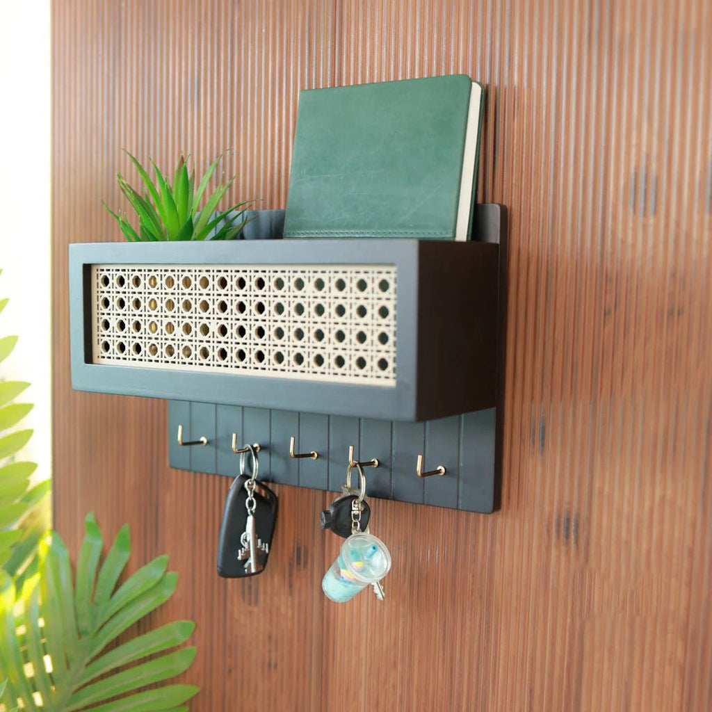 Rattan Key Holder & Wall Shelf HARSHITA CRAFT