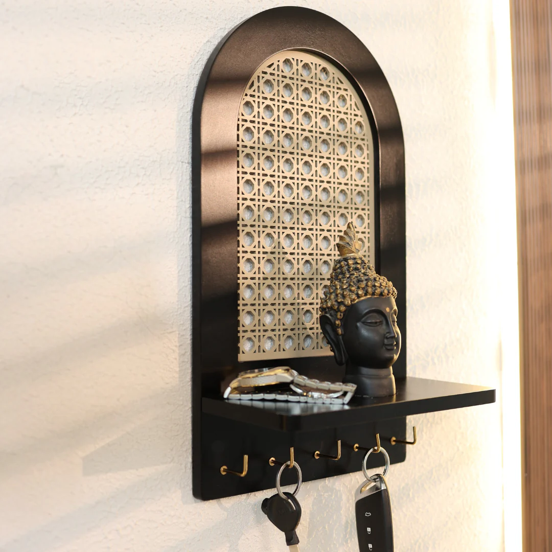 Cane Arch Key Holder with Shelf HARSHITA CRAFT
