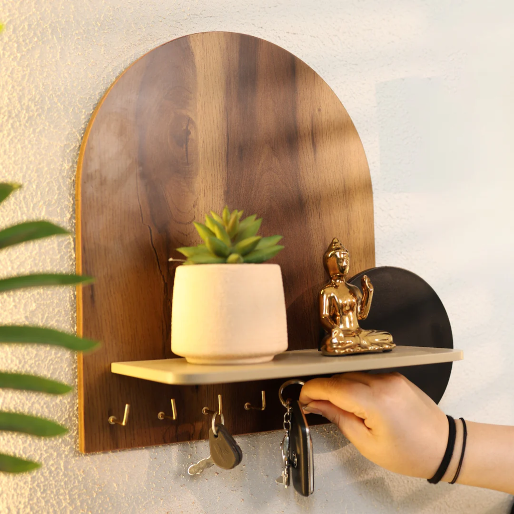 Arch Wall Key Holder with Shelf HARSHITA CRAFT