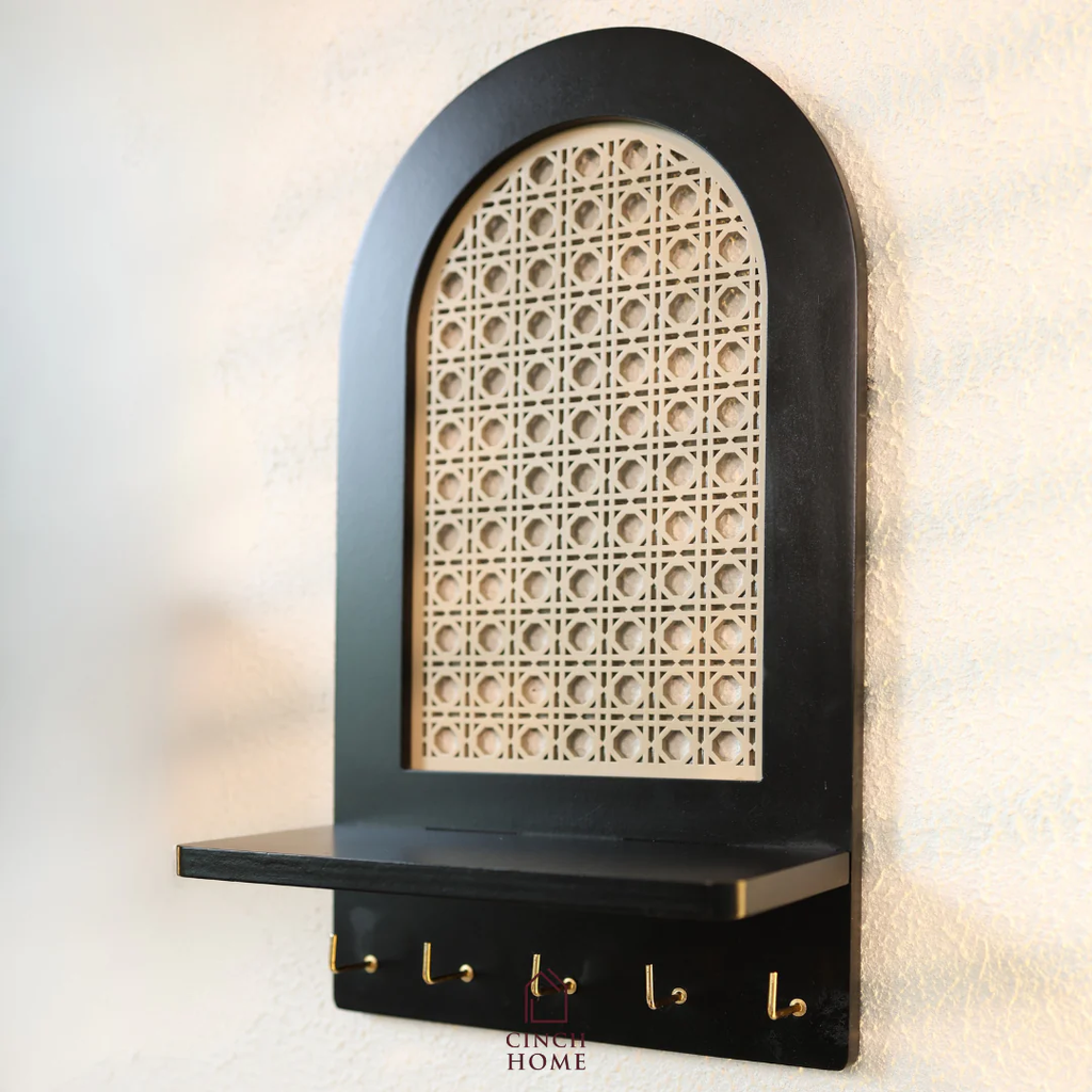 Cane Arch Key Holder with Shelf HARSHITA CRAFT