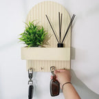 Wall-Mounted Key Holder with Shelf – Modern Fluted Design HARSHITA CRAFT