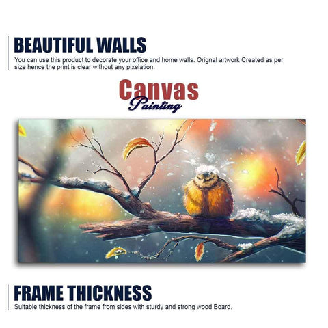 Canvas Wall Painting of Bird in Winters - Decor Mantra 