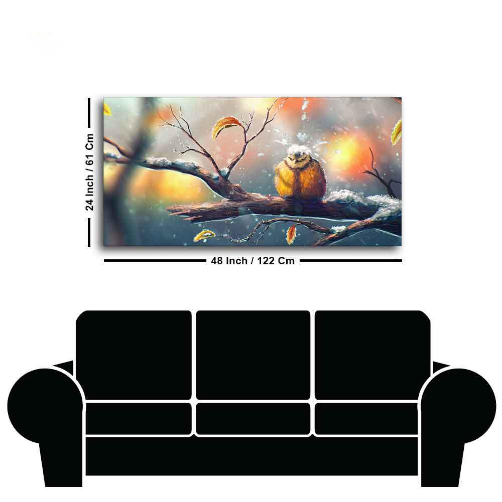 Canvas Wall Painting of Bird in Winters - Decor Mantra 