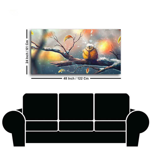 Canvas Wall Painting of Bird in Winters - Decor Mantra 