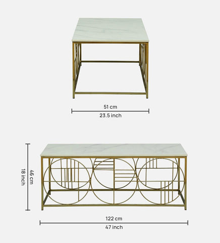 Coffee Table Featuring a Porcelain Top and Matte Gold Finish - Decor Mantra 