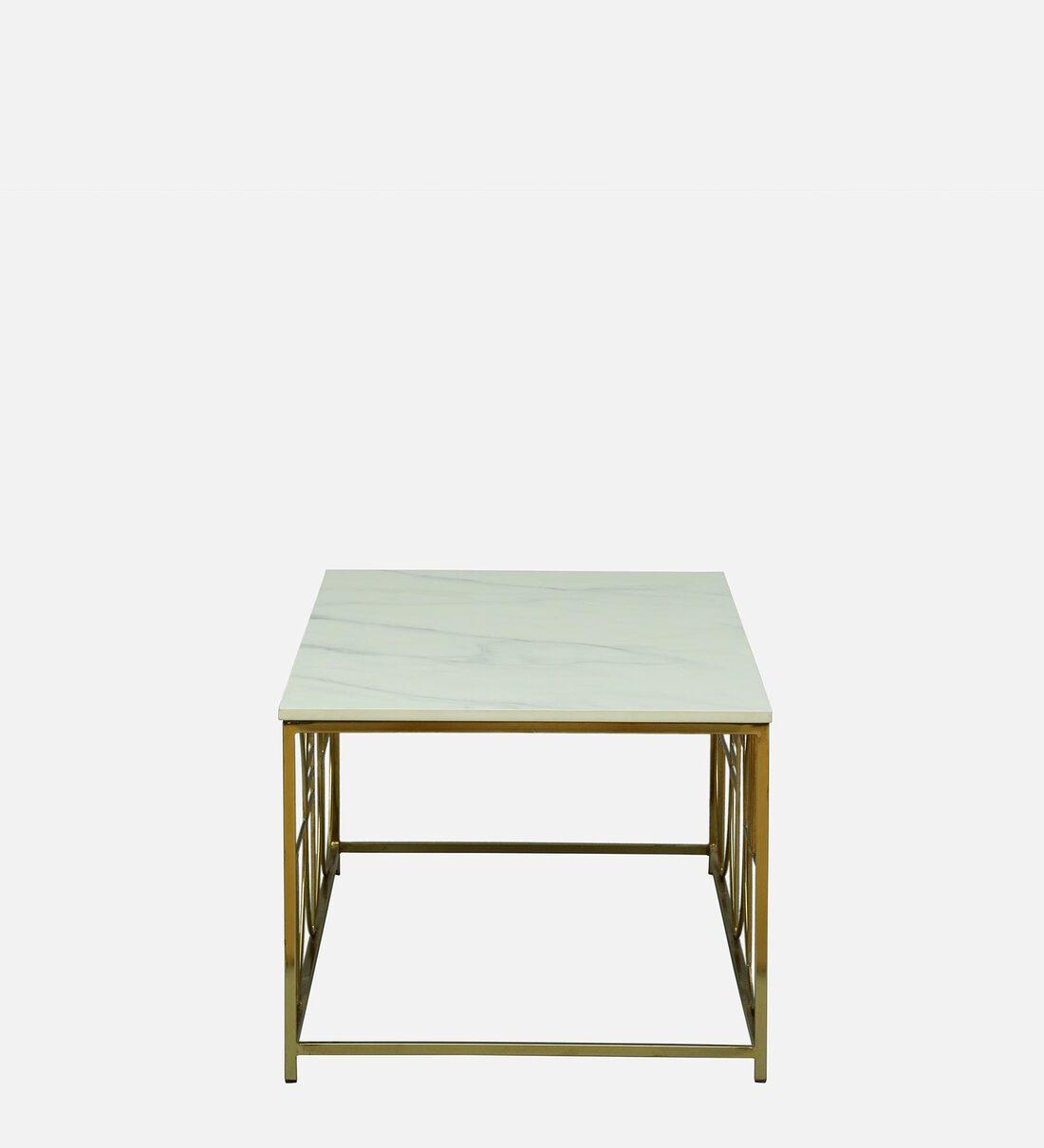 Coffee Table Featuring a Porcelain Top and Matte Gold Finish - Decor Mantra 