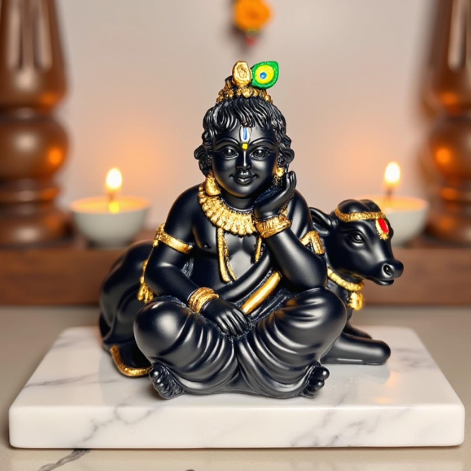 Krishna with Cow Idol