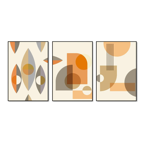 Abstract Shapes Floating Canvas Wall Painting Set of Three - Decor Mantra 
