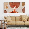 Lady Wearing Orange Hat and Dress Premium Wall Painting Decor Mantra