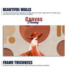 Lady Wearing Orange Hat and Dress Premium Wall Painting Decor Mantra