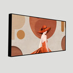 Lady Wearing Orange Hat and Dress Premium Wall Painting Decor Mantra