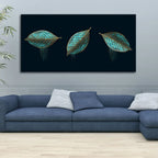 Luxurious Abstract Art of Modern Green Leaves Premium Wall Painting Decor Mantra