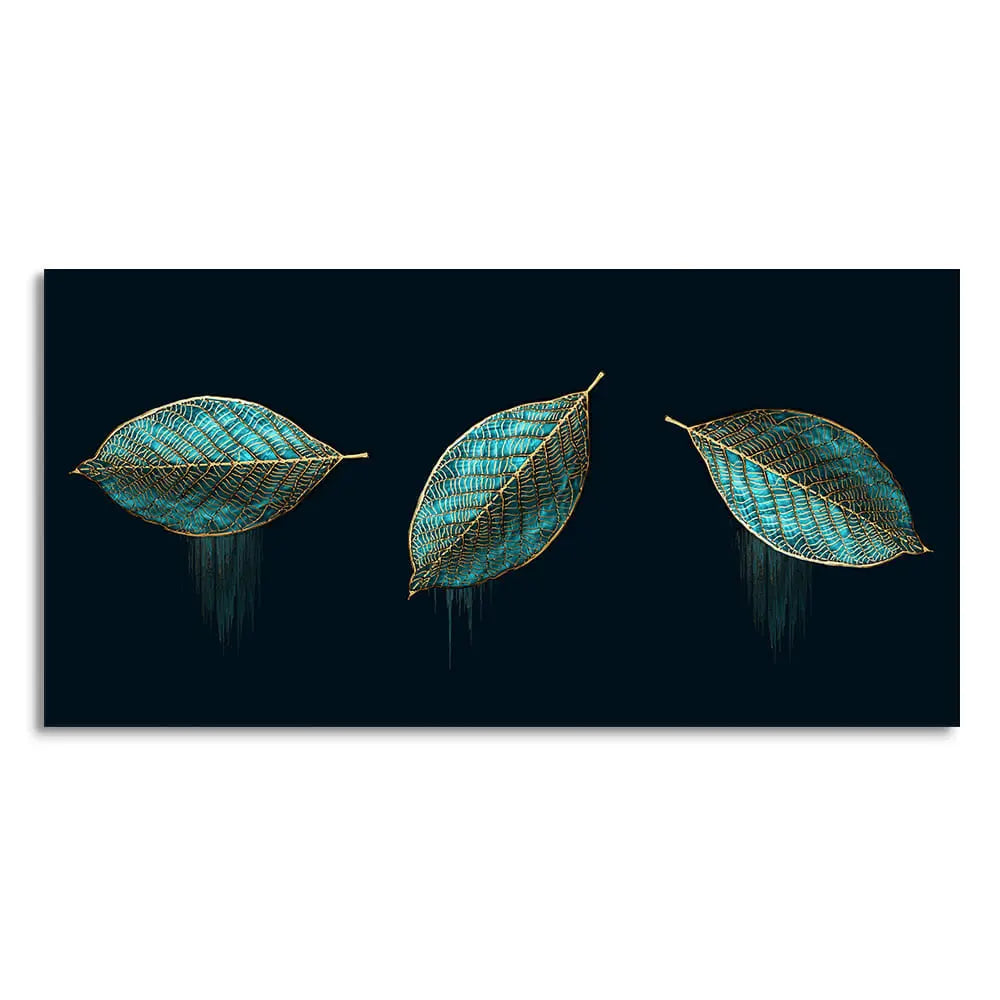 Luxurious Abstract Art of Modern Green Leaves Premium Wall Painting Decor Mantra