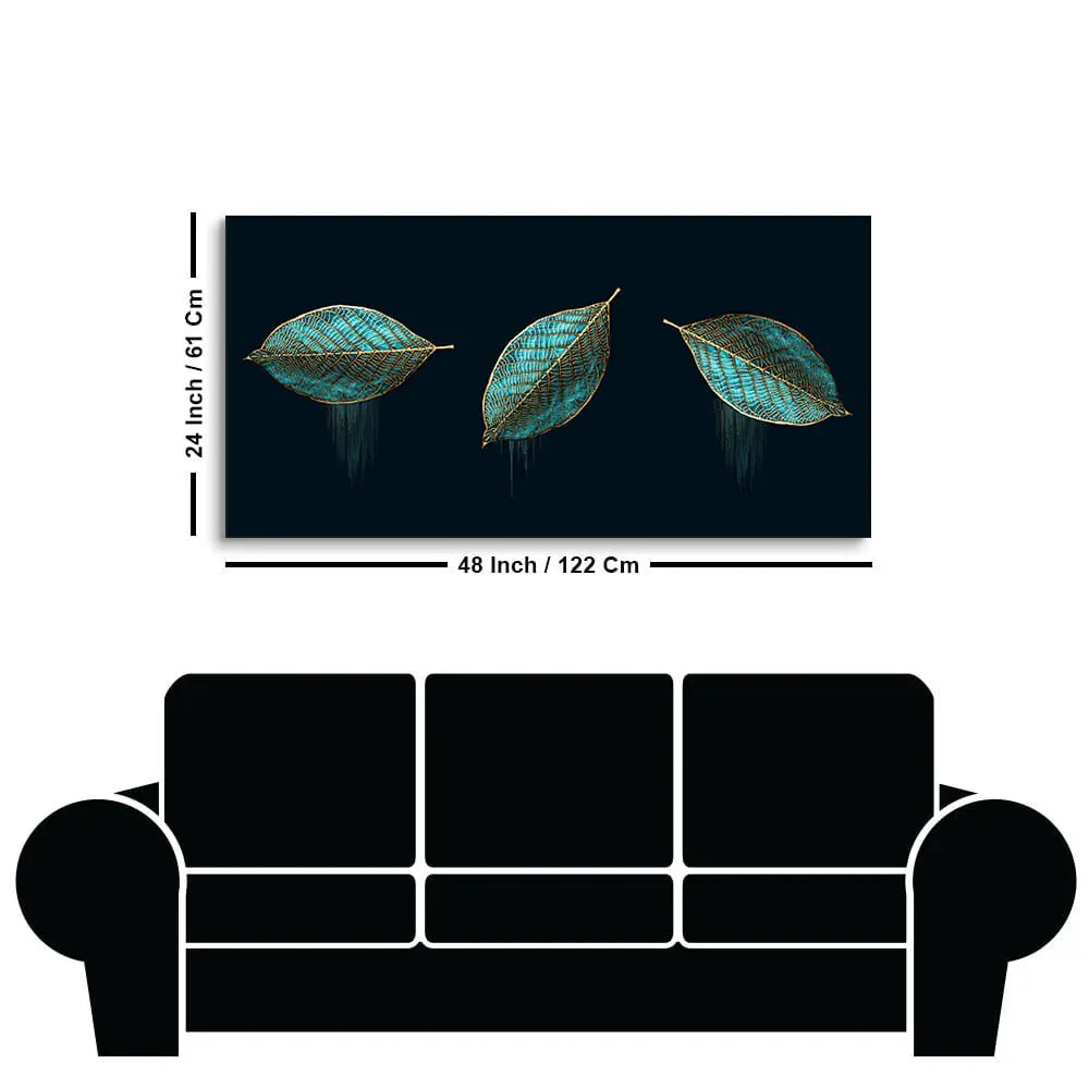Luxurious Abstract Art of Modern Green Leaves Premium Wall Painting Decor Mantra