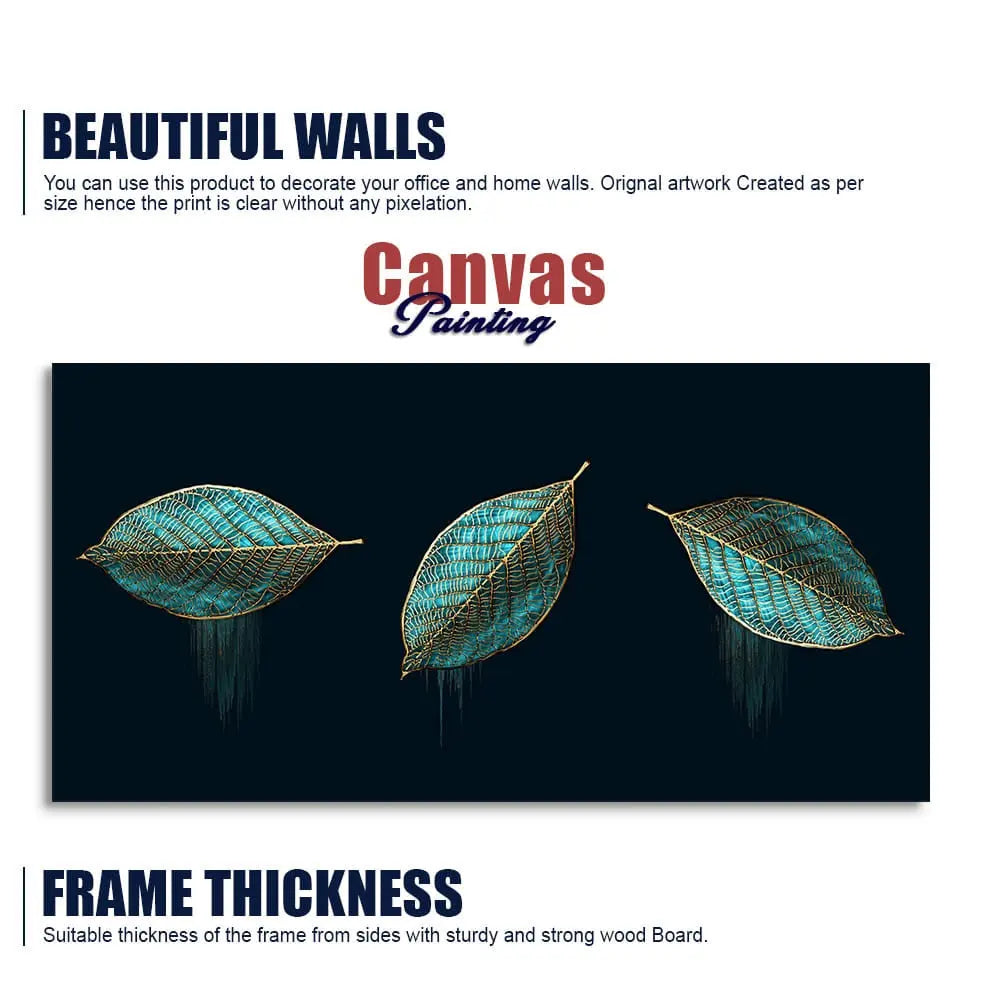 Luxurious Abstract Art of Modern Green Leaves Premium Wall Painting Decor Mantra