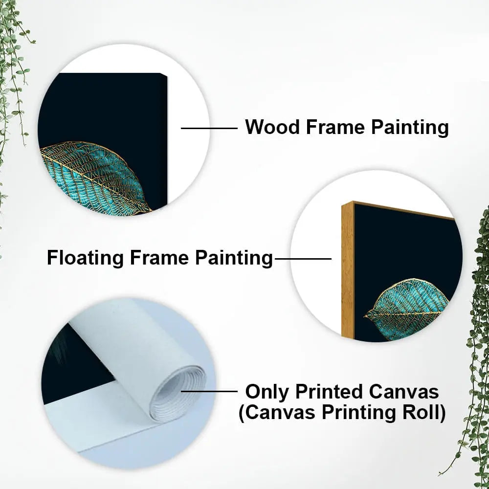 Luxurious Abstract Art of Modern Green Leaves Premium Wall Painting Decor Mantra