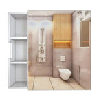 Luxurious Classic Wooden Bathroom Cabinet Mirror with 3 Open Shelves with White Finish - Decor Mantra 
