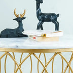 luxurious Designer in Golden & White Marble Round Shape Center Table - Decor Mantra 