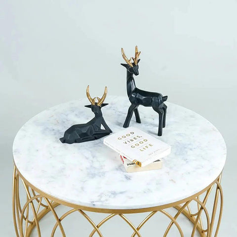 luxurious Designer in Golden & White Marble Round Shape Center Table - Decor Mantra 