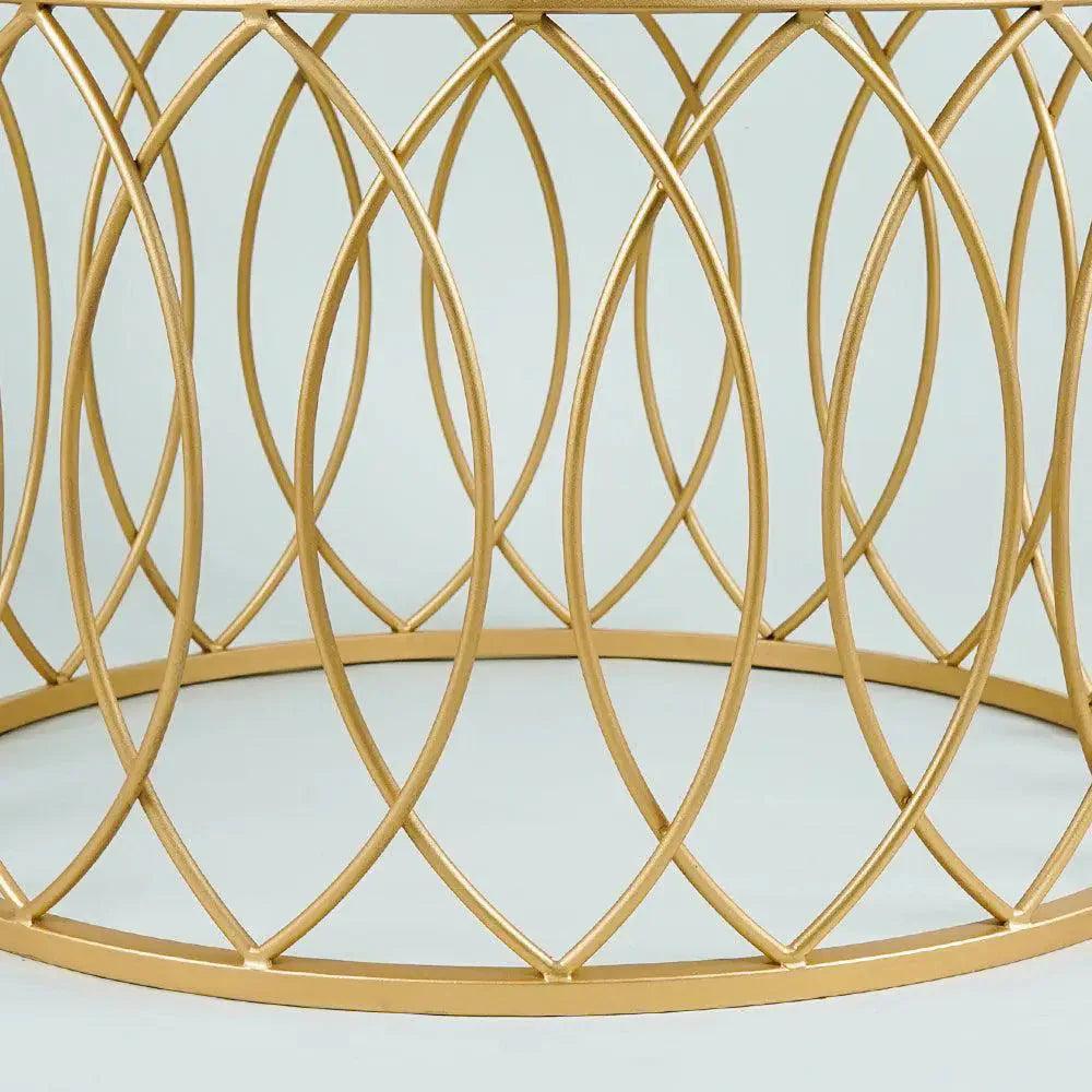 luxurious Designer in Golden & White Marble Round Shape Center Table - Decor Mantra 