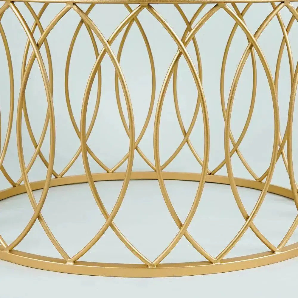 luxurious Designer in Golden & White Marble Round Shape Center Table - Decor Mantra 