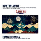 Luxurious Modern Art of Mountains and Golden Tropical leaves Canvas Wall Painting Premium Wall Painting Decor Mantra