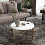 Luxury Metal Designer Center Table with White Marble - Decor Mantra 