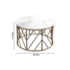 Luxury Metal Designer Center Table with White Marble - Decor Mantra 