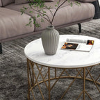 Luxury Metal Designer Center Table with White Marble - Decor Mantra 