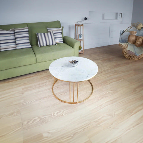 Luxury Round Marble White Matte Finish Metal Center Table - Decor Mantra 