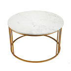 Luxury Round Marble White Matte Finish Metal Center Table - Decor Mantra 